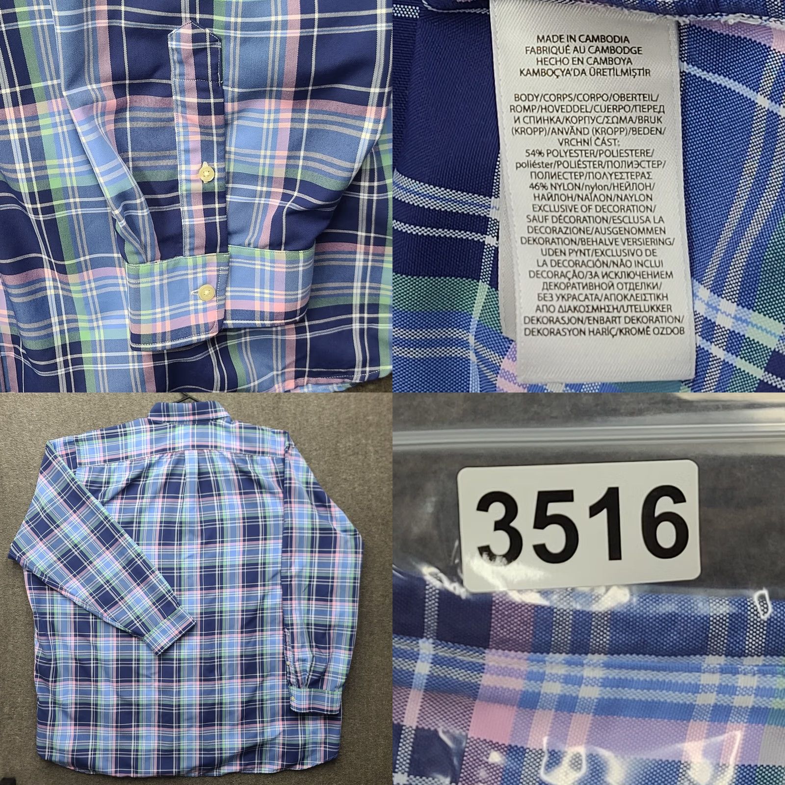 Polo Ralph Lauren VINTAGE Polo Ralph Lauren Performance Shirt Mens 3XB Plaid Long Sleeve Nylon Blend Big Size US XXL / EU 58 / 5 - 8 Thumbnail
