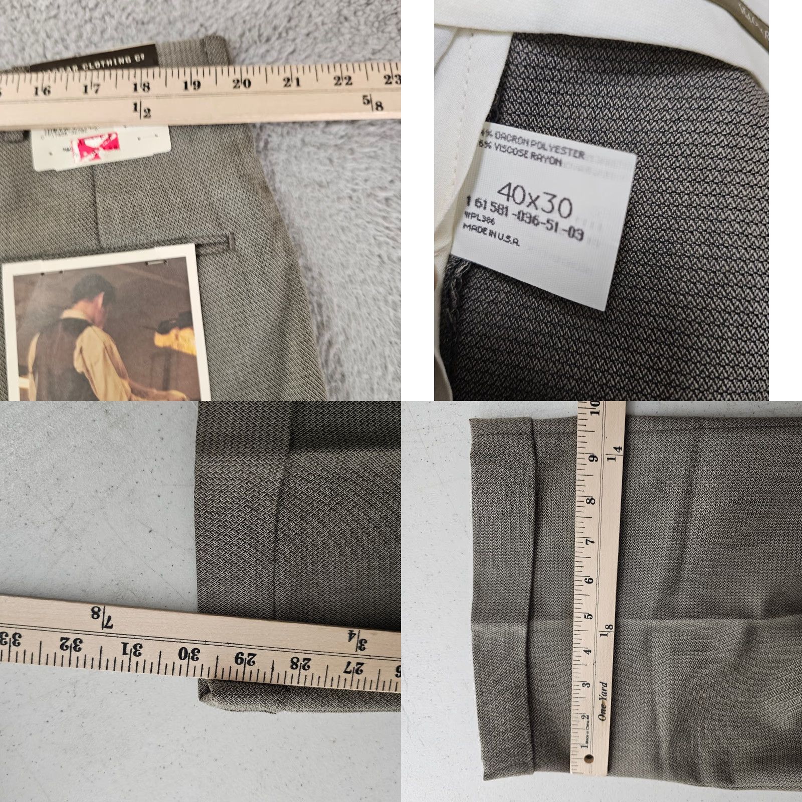Haggar VINTAGE Haggar Dress Pants Mens 40x30 Taupe Classic Fit Pleated Cuffed USA Made Size US 40 / EU 56 - 8 Thumbnail