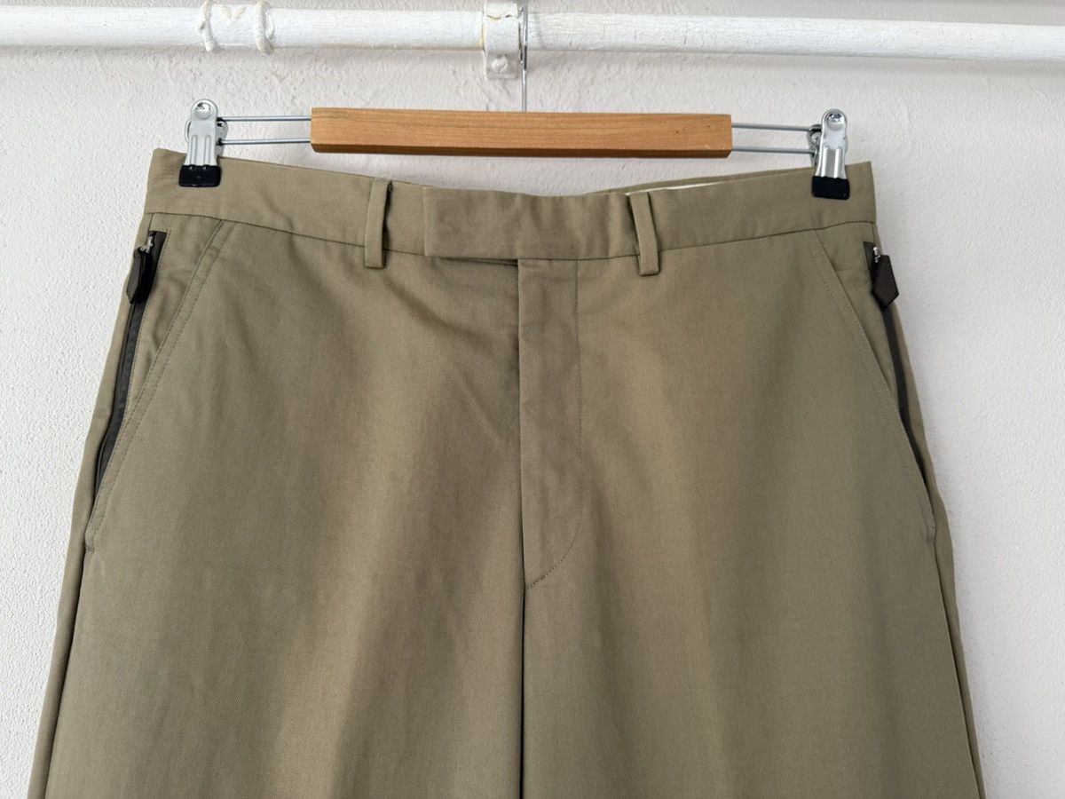 Hermes Hermès Beige Cotton Trousers with Leather Side Zip Detail Size US 33 - 3 Thumbnail