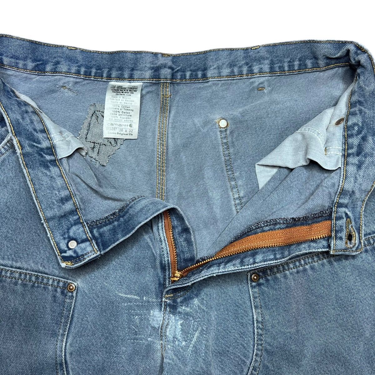Carhartt 2000s Carhartt Denim Double Knee Carpenter Dungaree Pants Size US 35 - 3 Thumbnail