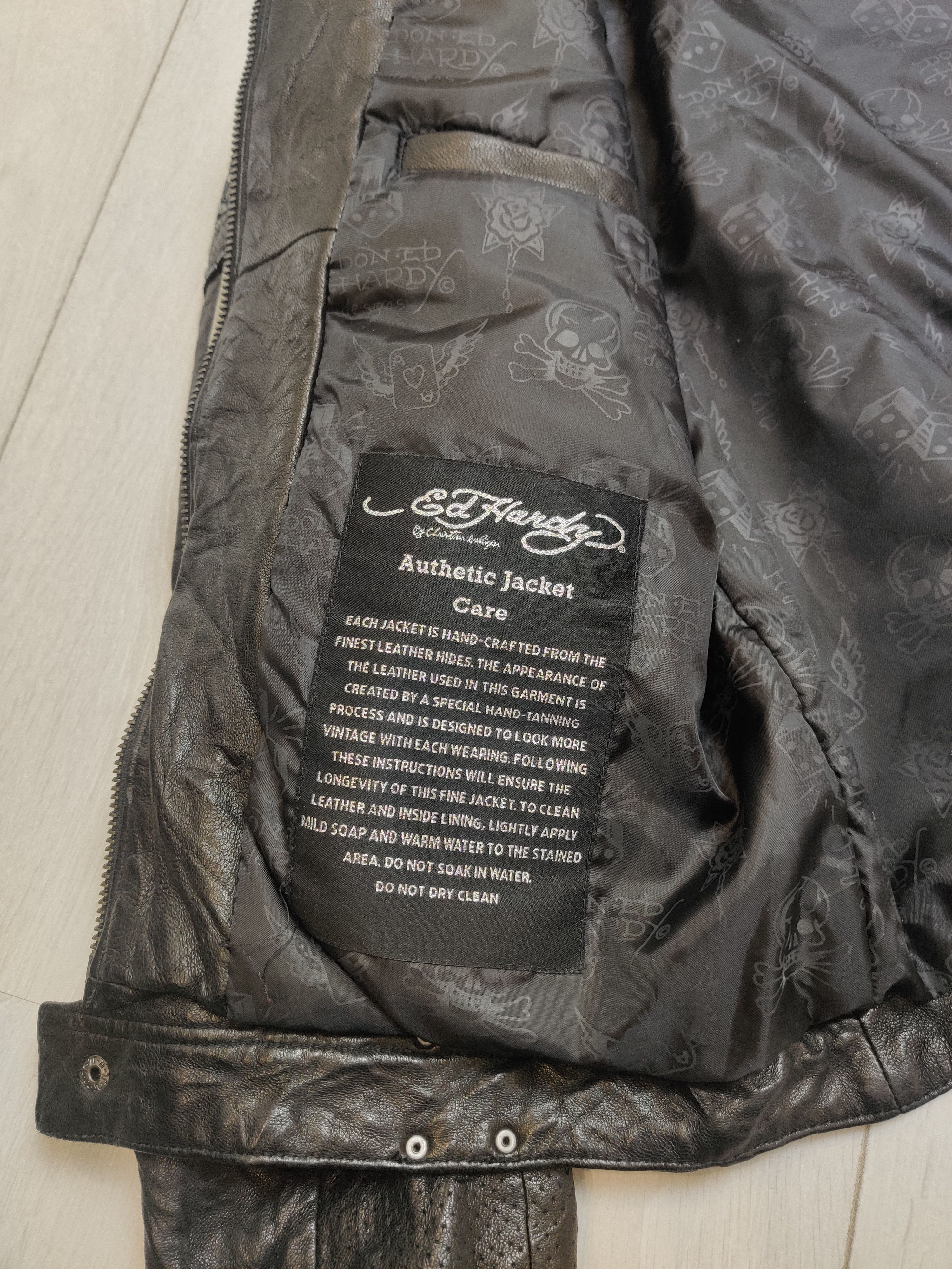Ed Hardy Ed Hardy Leather Biker Jacket Live to Ride Size US L / EU 52-54 / 3 - 8 Thumbnail