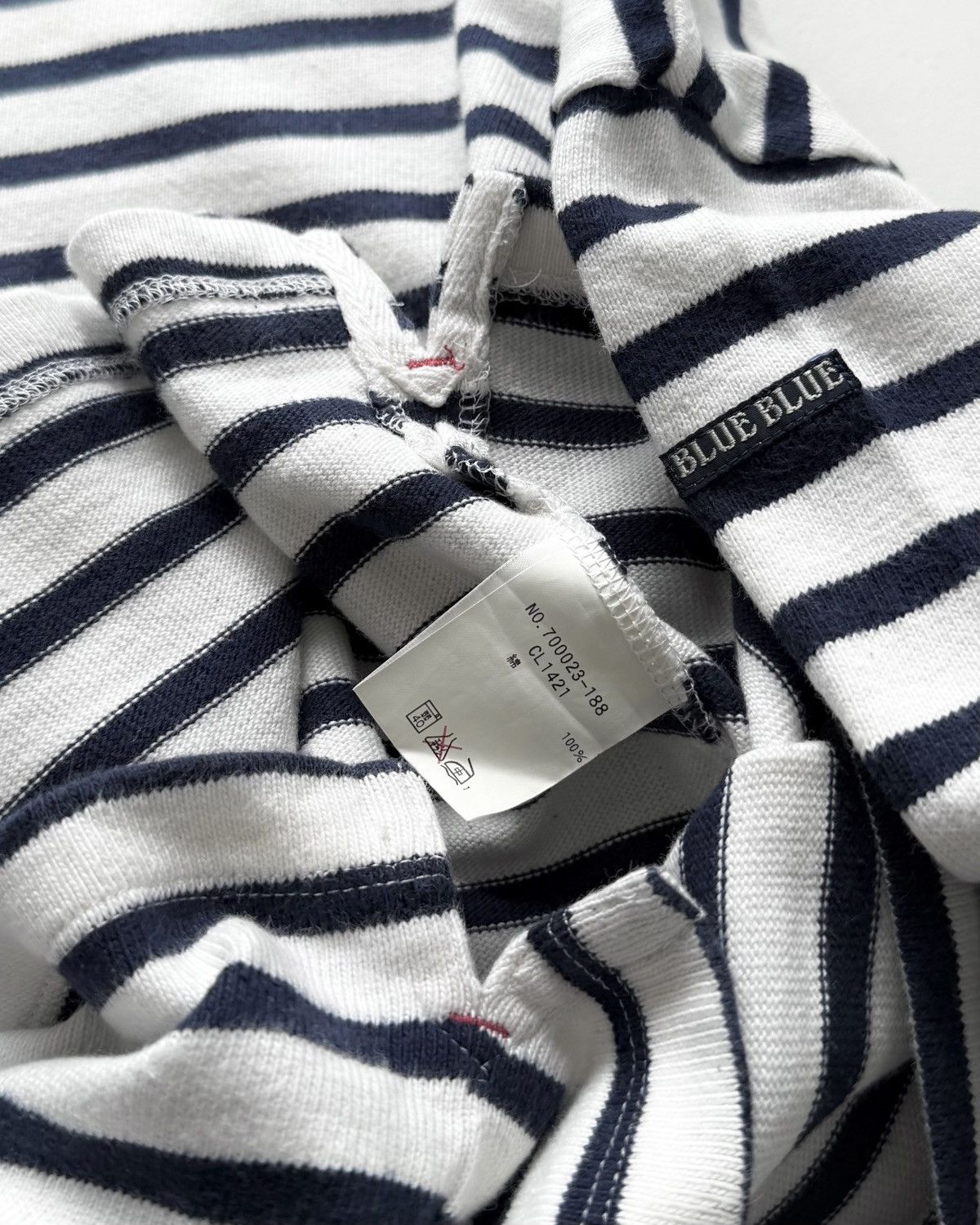 Blue Blue Japan BLUE BLUE BRETON NAVY OVERSIZE CROPPED SHIRT Size L / US 10 / IT 46 - 3 Thumbnail