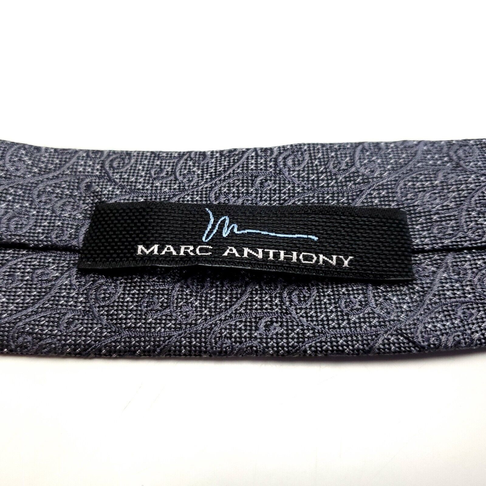 Vintage Marc Anthony Gray Silk Tie Woven Skinny Floral Size ONE SIZE - 4 Thumbnail