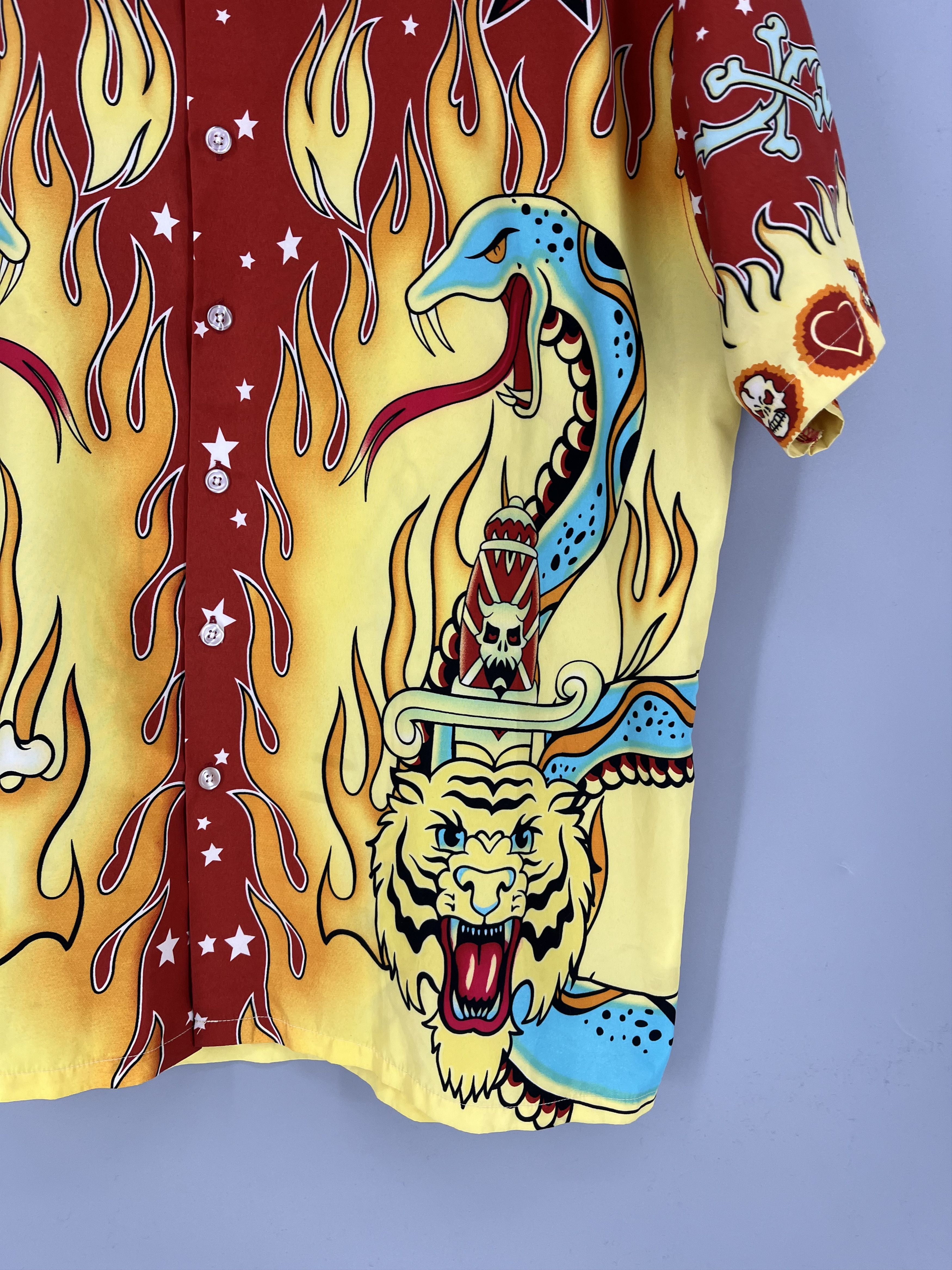 Vintage Vintage Fishbone Tattoo Print Hawaiian Shirt / Aloha Shirt Size US XL / EU 56 / 4 - 5 Thumbnail