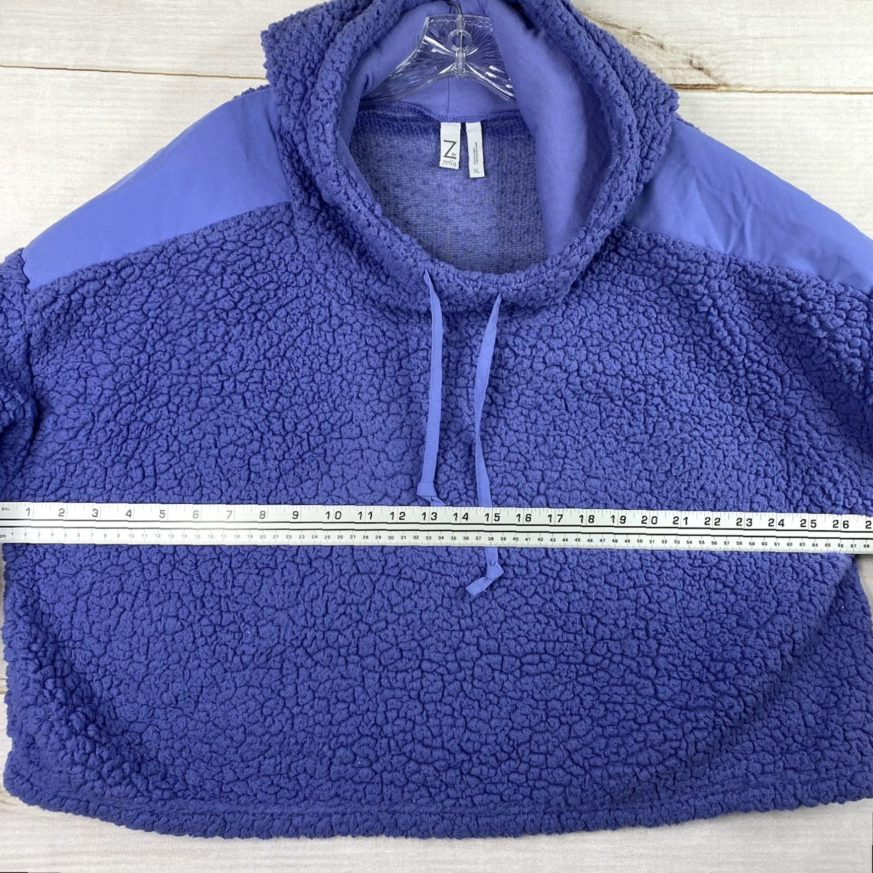 Vintage Zella Hoodie Womens XL Blue Fleece Pullover Top Lightweight Sherpa Zipless Hooded Pullover Casual Activewear (Adult) Womens Size XL / US 12-14 / IT 48-50 - 4 Thumbnail