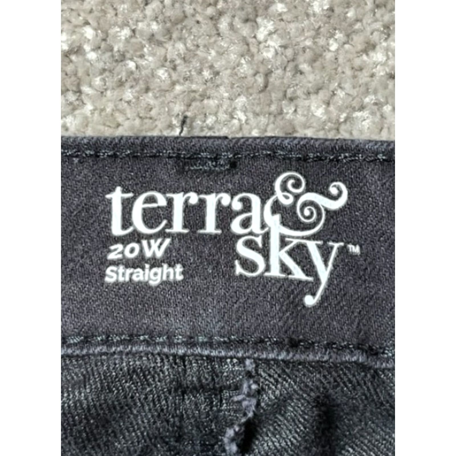 Vintage Terra & Sky Pants Womens 20W Plus High Rise Straight Stretch Black Size 42" / US 20 - 6 Thumbnail