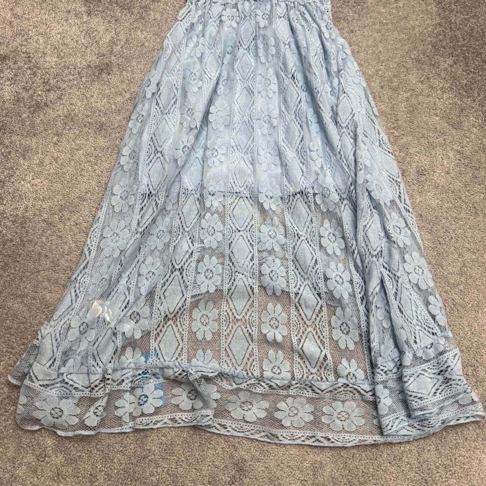 Vintage Cupshe Maxi Dress Womens Small Blue Lace Hi-Low Strappy NWT Boho Beach Vintage: No Size S / US 4 / IT 40 - 5 Thumbnail