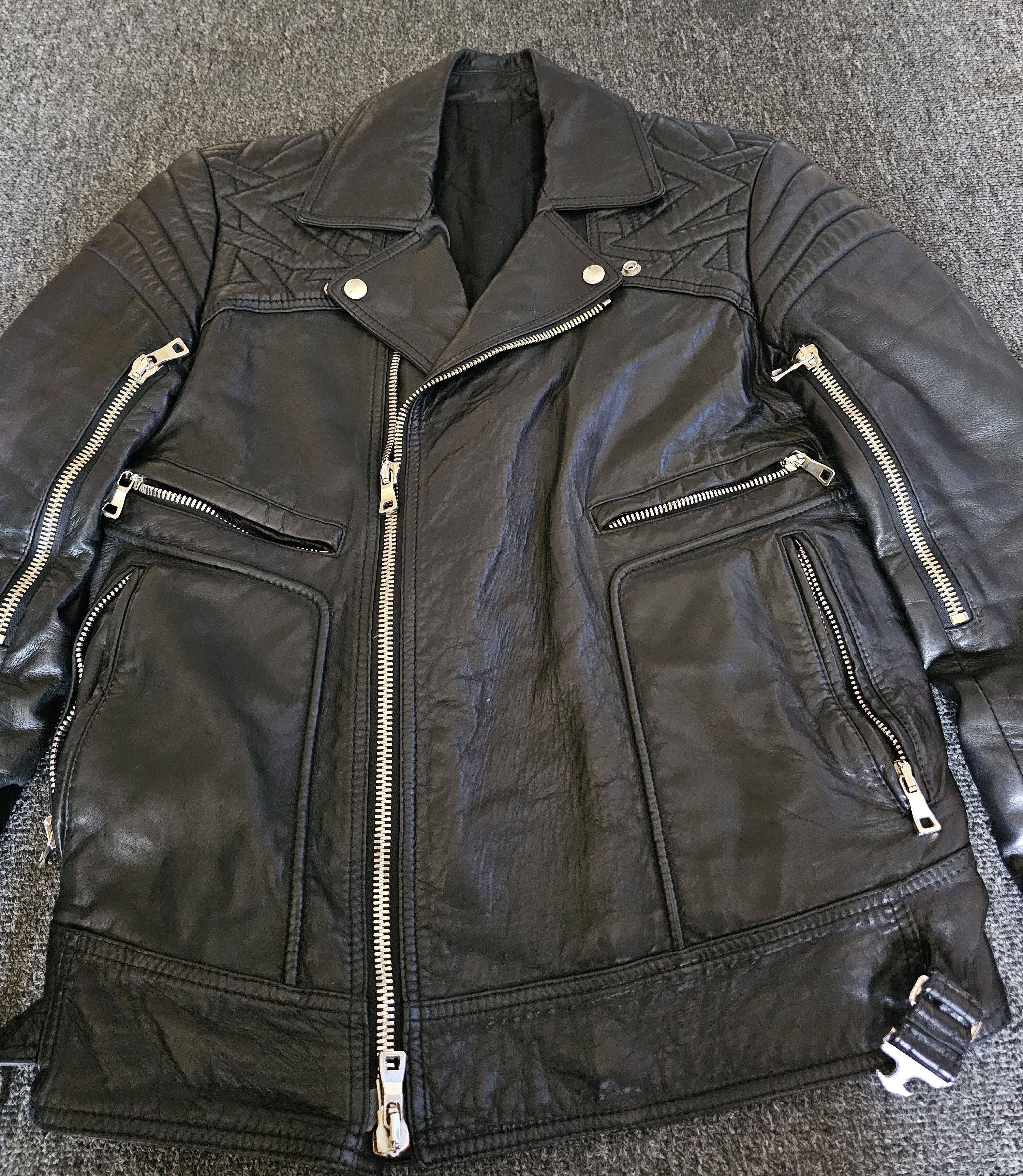 Balmain Balmain Biker Leather Cotton-lined Jacket Size 50 Size US L / EU 52-54 / 3 - 2 Thumbnail
