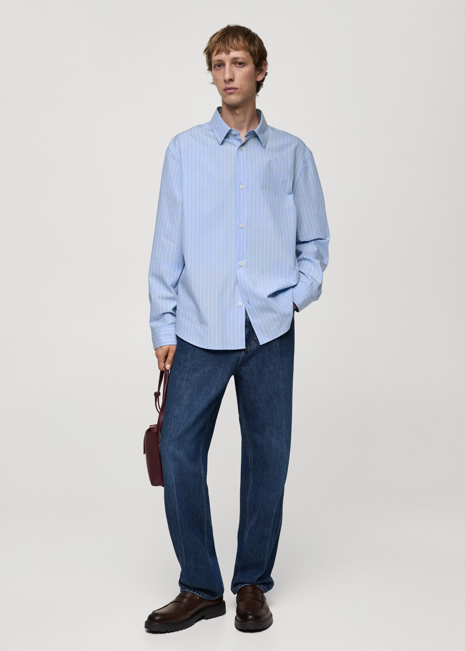 Mango Mango Striped Oxford Boxy Button Shirt 100% Cotton Sz S-M Size US M / EU 48-50 / 2 - 4 Thumbnail