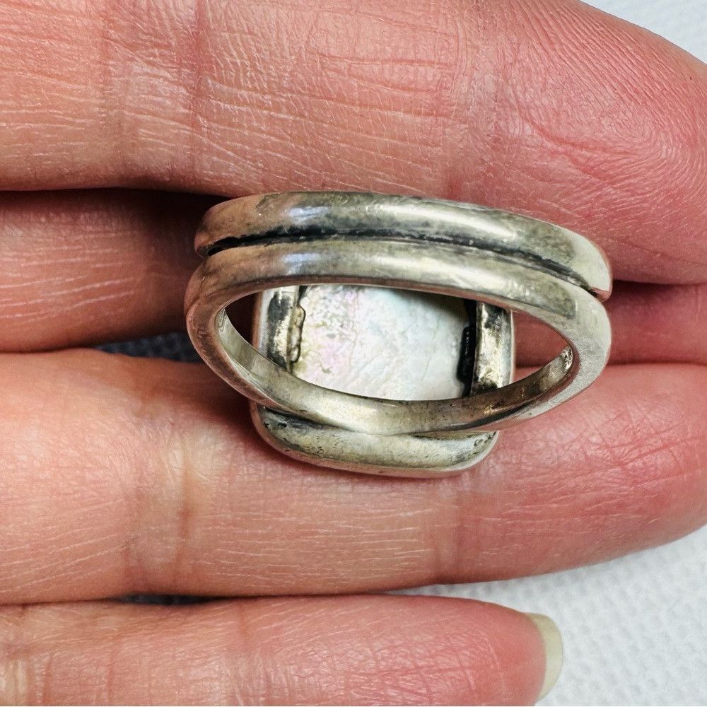 Other Vintage Art Deco 925 Sterling Silver White Stone Ring Size Size ONE SIZE - 7 Thumbnail