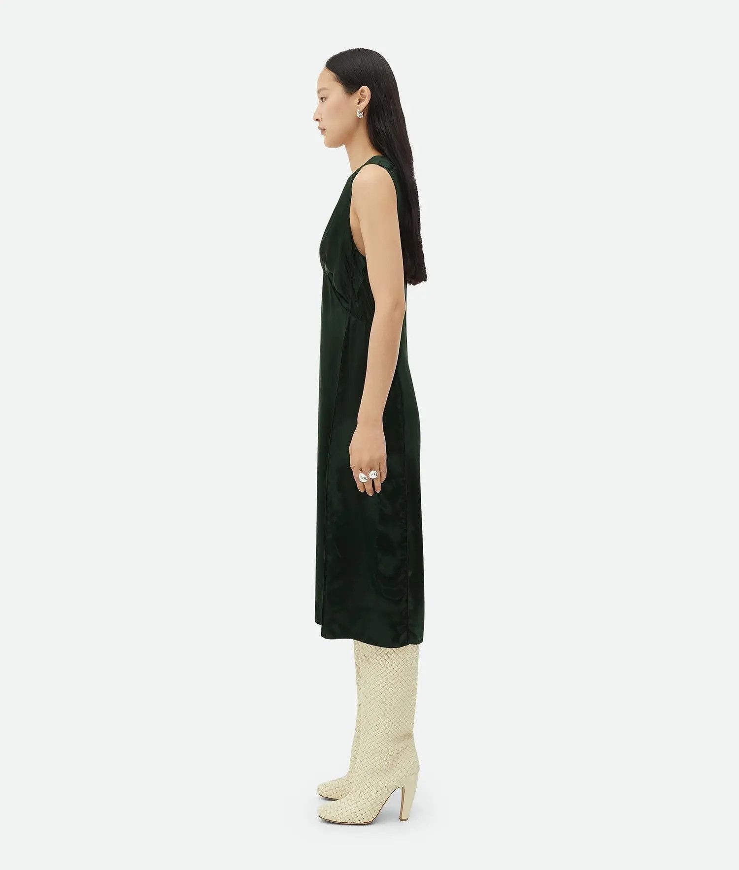 Bottega Veneta o1n1vont0425 Washed Fluid Shine Viscose Satin Dress Camping Size S / US 4 / IT 40 - 2 Thumbnail