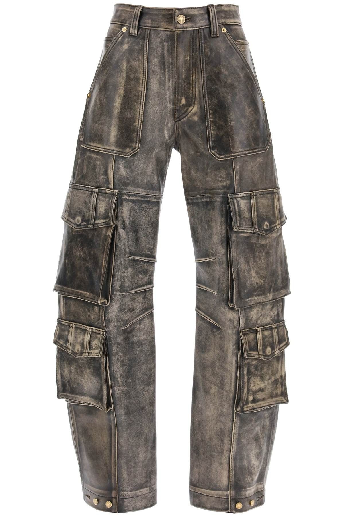 image of Golden Goose Irin Cargo Pants In Vintage-Effect Nappa Leather in Vintage Brown, Women's (Size 26)