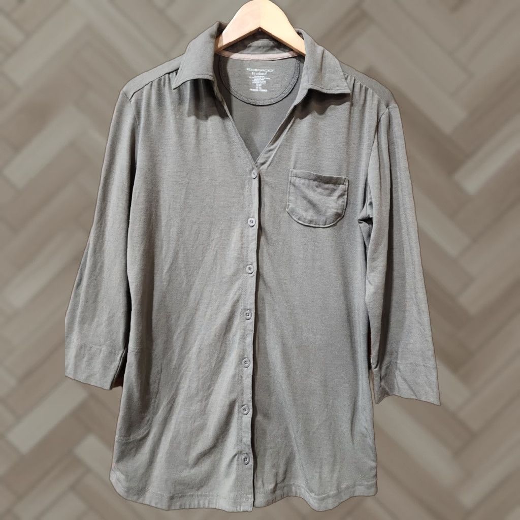 ExOfficio ExOfficio Shirt Womens Button-Up Dri-Release Cotton Blend Gray M Size Medium Front Center Front Size M / US 6-8 / IT 42-44 - 1 Thumbnail
