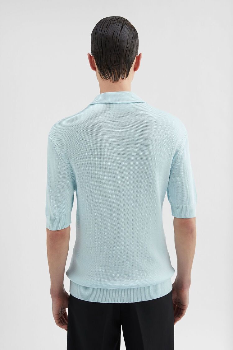 Jil Sander o1loc1c0426 Knit Polo T-Shirt in Blue Size US S / EU 44-46 / 1 - 3 Thumbnail