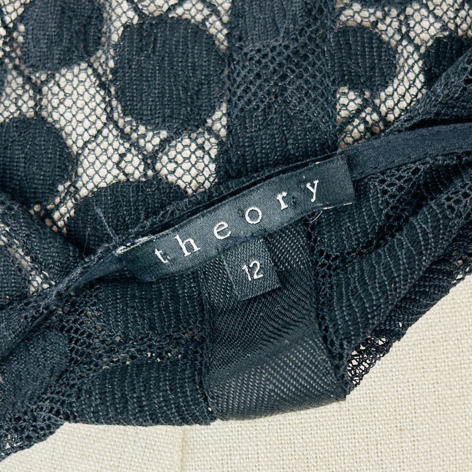 Theory Theory Black Lace Mesh Sleeveless Minimalist Midi Dress Size L / US 10 / IT 46 - 6 Thumbnail