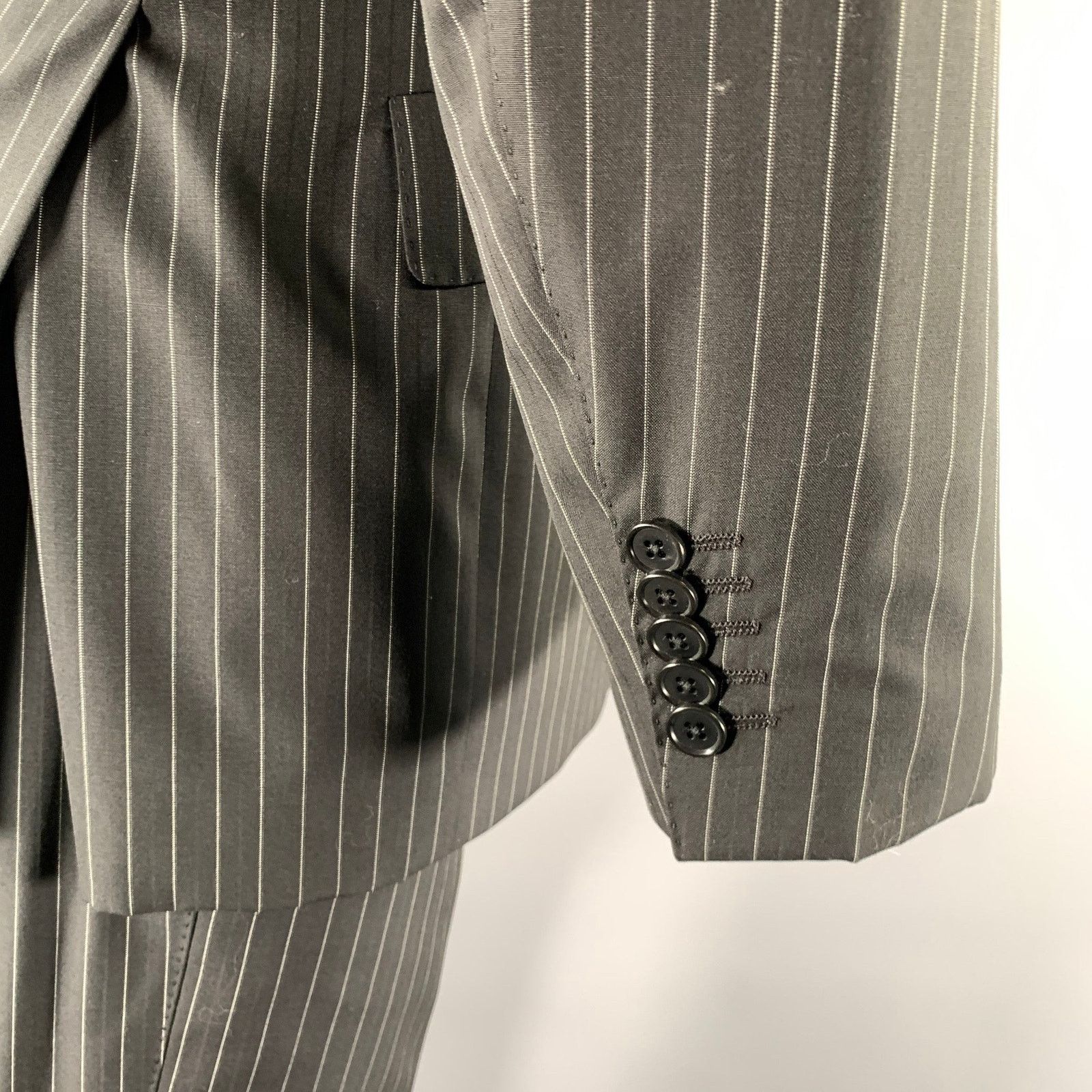 Paul Smith PAUL SMITH 38 Black White Pinstripe Wool Notch Lapel Suit Size 38R - 4 Thumbnail