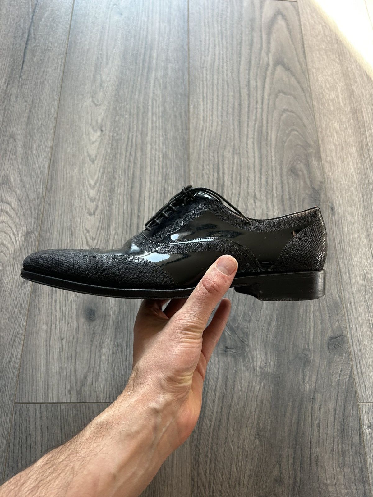 Dior Dior Homme Patent & Textured Leather Oxford Shoes Size US 8 / EU 41 - 14 Thumbnail