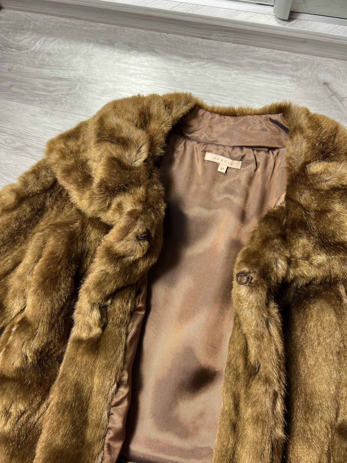 Sandro Sandro Paris Faux Fur Cropped Jacket Brown Short Coat Size M Size M / US 6-8 / IT 42-44 - 12 Thumbnail