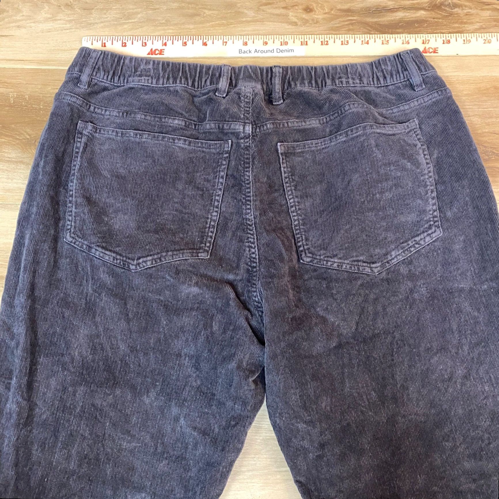 Vintage Bearbottom Corduroy Pants Dark Gray Mens XL 32 Inseam Elastic Waist Cotton Spandex Straight Front 5-Pocket Casual Fall Winter Size US 36 / EU 52 - 7 Thumbnail