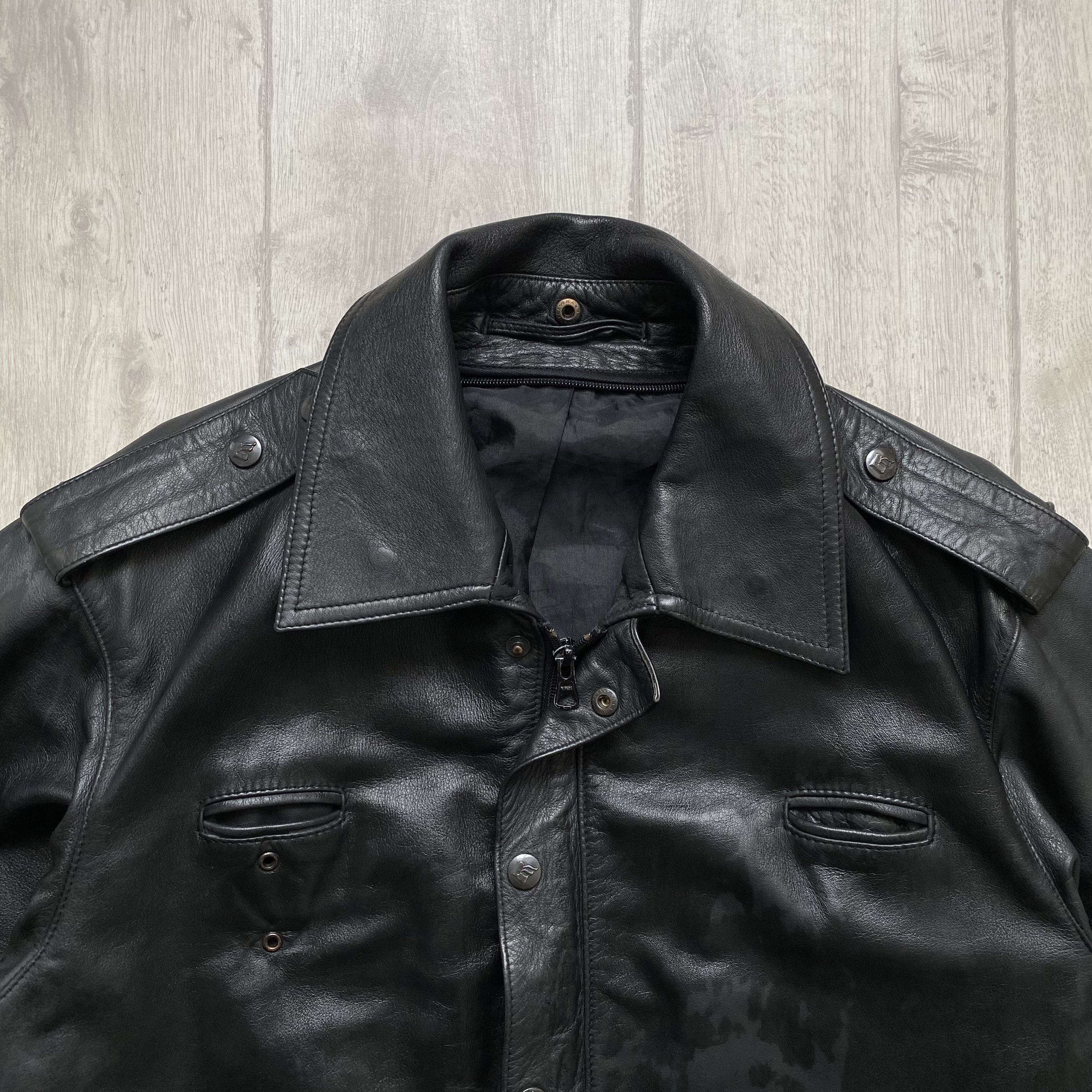 Genuine Leather Vintage 90s Real Leather Pilot Jacket Y2K Biker Style Size US L / EU 52-54 / 3 - 3 Thumbnail