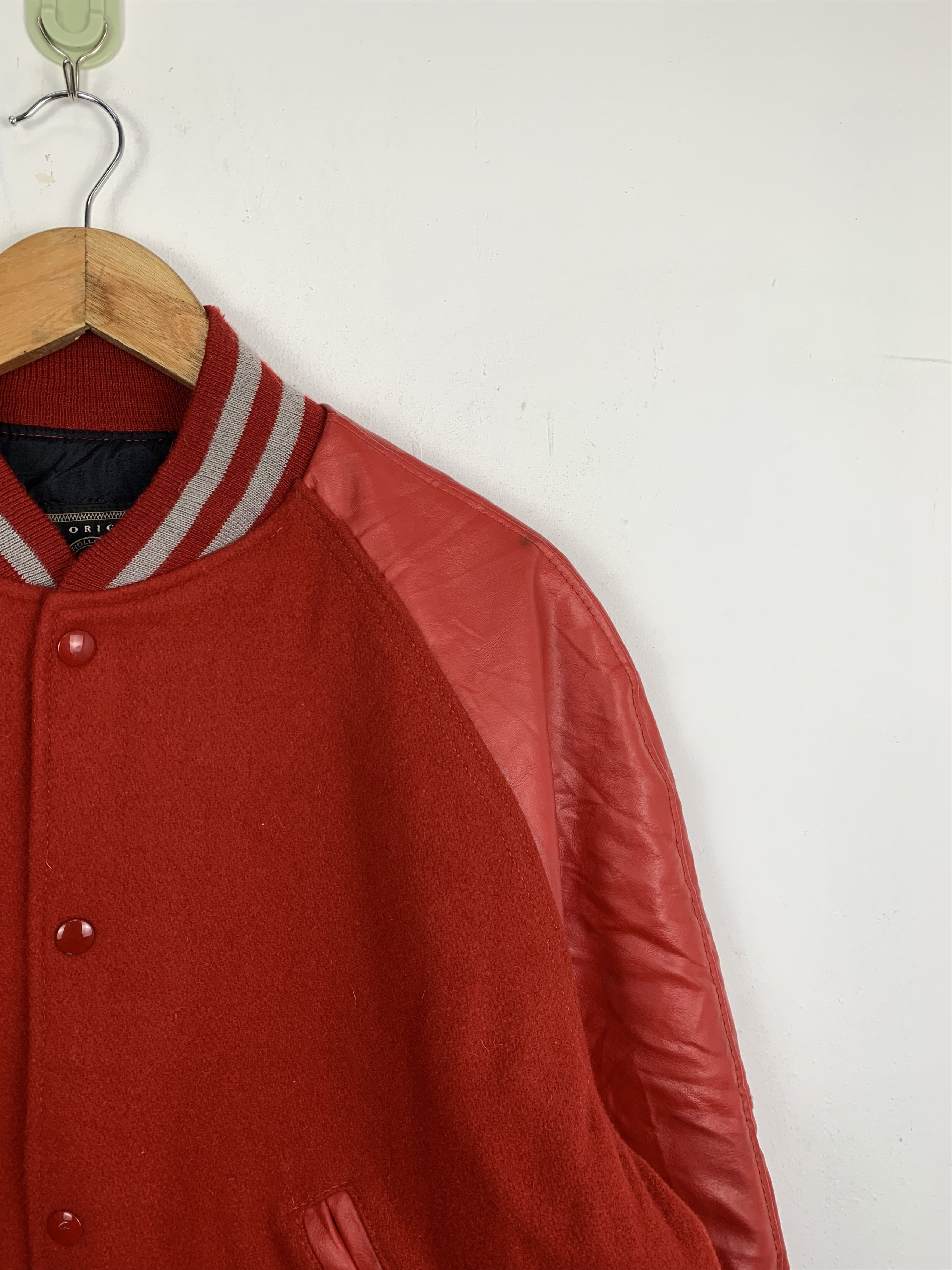 Holloway Vintage 80s Holloway Sleeve Leather Varsity Jacket Red V0504 Size US M / EU 48-50 / 2 - 7 Thumbnail
