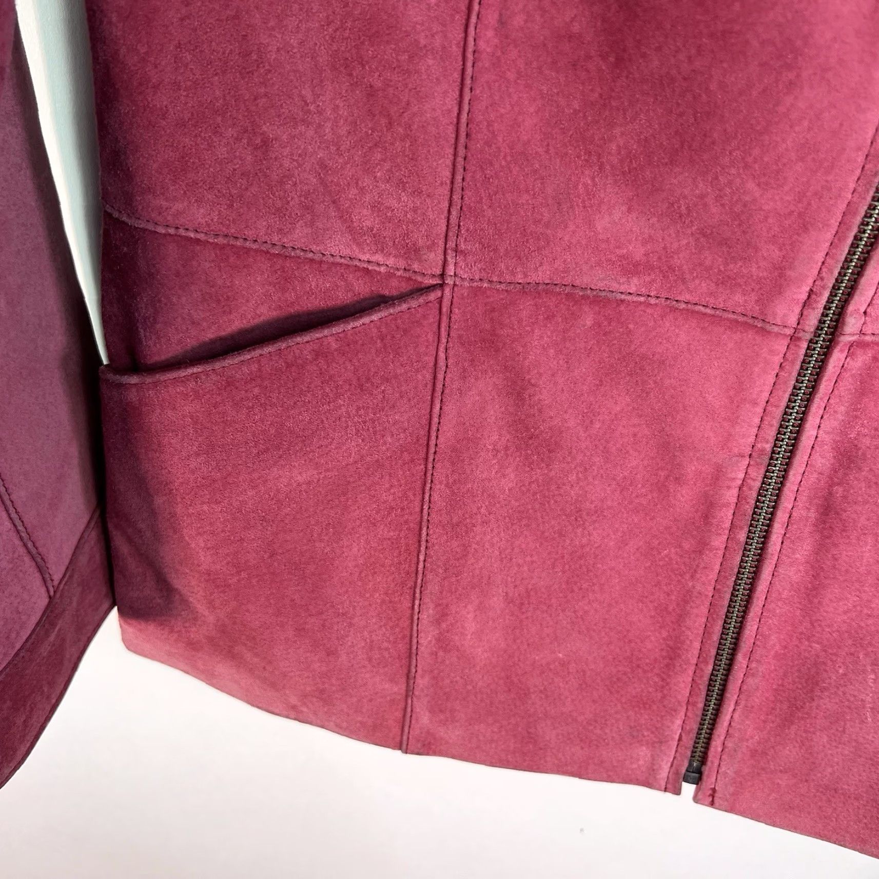 Vintage Bernardo Women's Jacket M Dusty Rose Zippered Washable Suede Leather Size M / US 6-8 / IT 42-44 - 3 Thumbnail