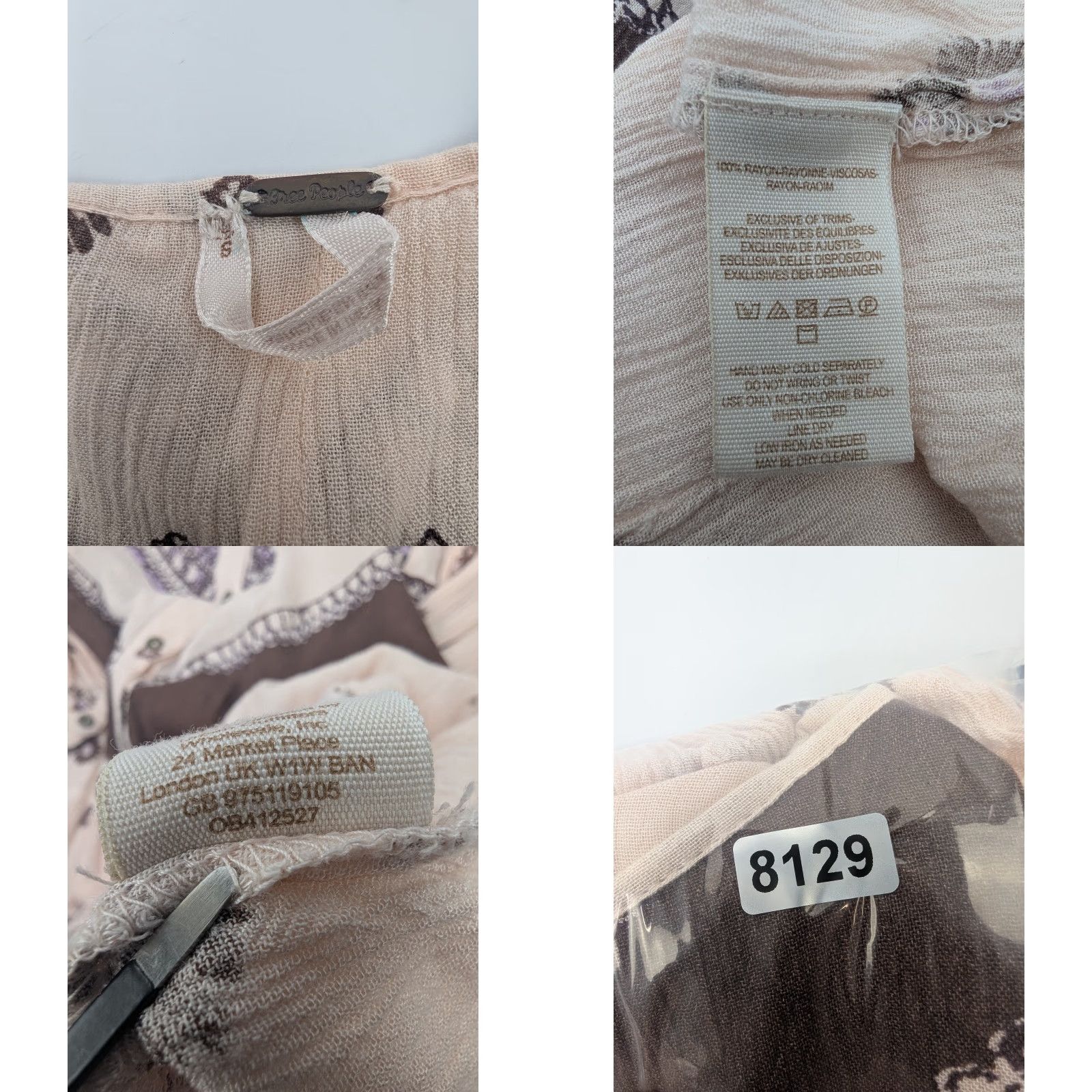 Free People Free People Printed Rayon Gauze From Your Heart Beige Boho Dress S Small Brown A-Line Womens Short Sleeve Size S / US 4 / IT 40 - 8 Thumbnail