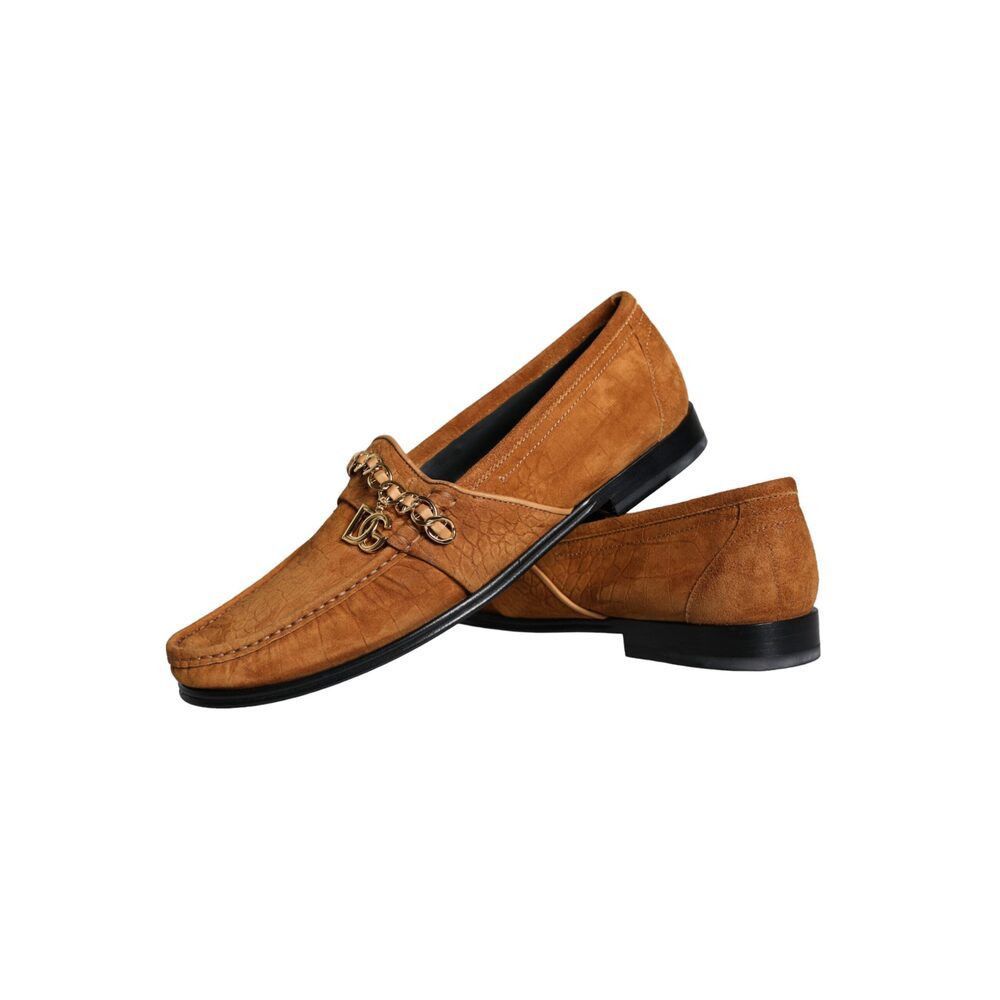 Dolce & Gabbana Dolce & Gabbana Brown Velvet Leather Logo Mocassin Slip On S Size US 10.5 / EU 43-44 - 7 Thumbnail