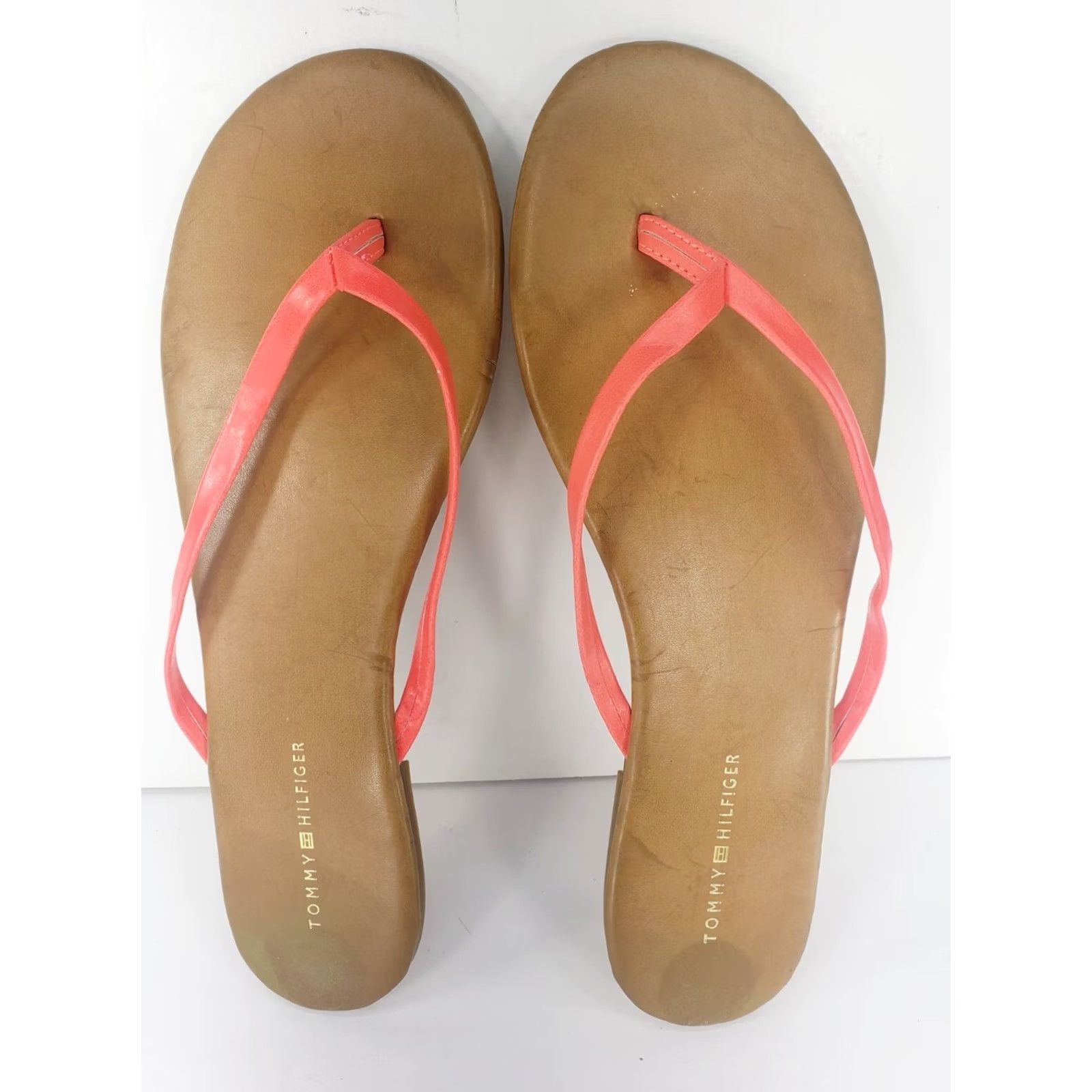 Tommy Hilfiger Tommy Hilfiger Women's Sandal Flat Slide Thong Orange Faux Leather Rubber Sole 7.5 UK 8 US Casual Summer Comfort Size US 8 / IT 38 - 7 Thumbnail