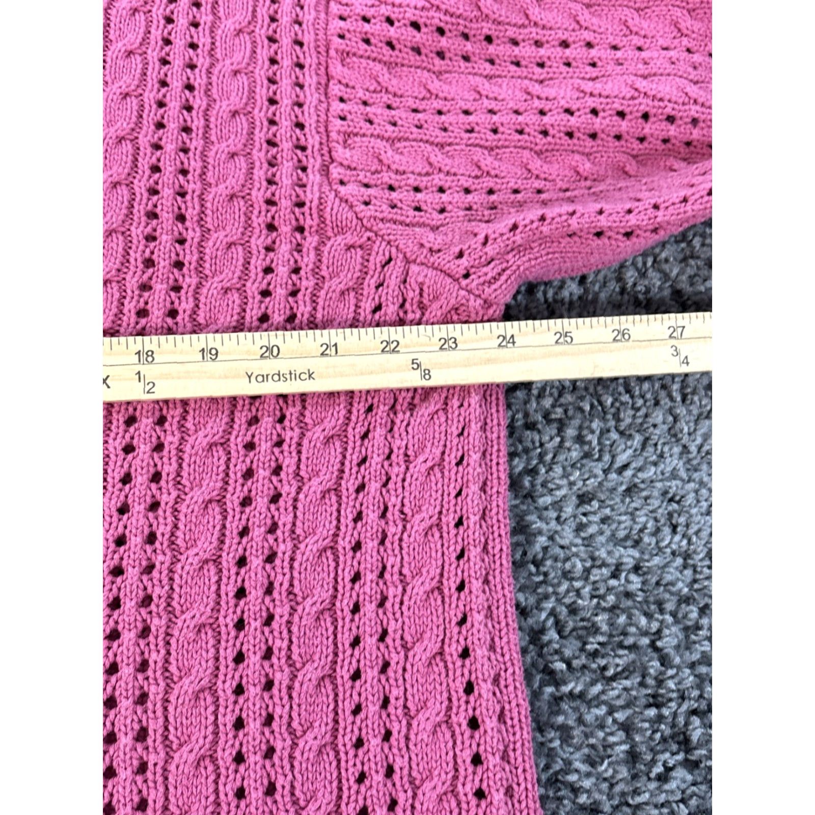Vintage VINTAGE LL Bean Sweater Womens XL Pink 90s Fisherman Cable-Knit Cotton Crew Neck Pullover Mens Womens Girls? Size XL / US 12-14 / IT 48-50 - 3 Thumbnail