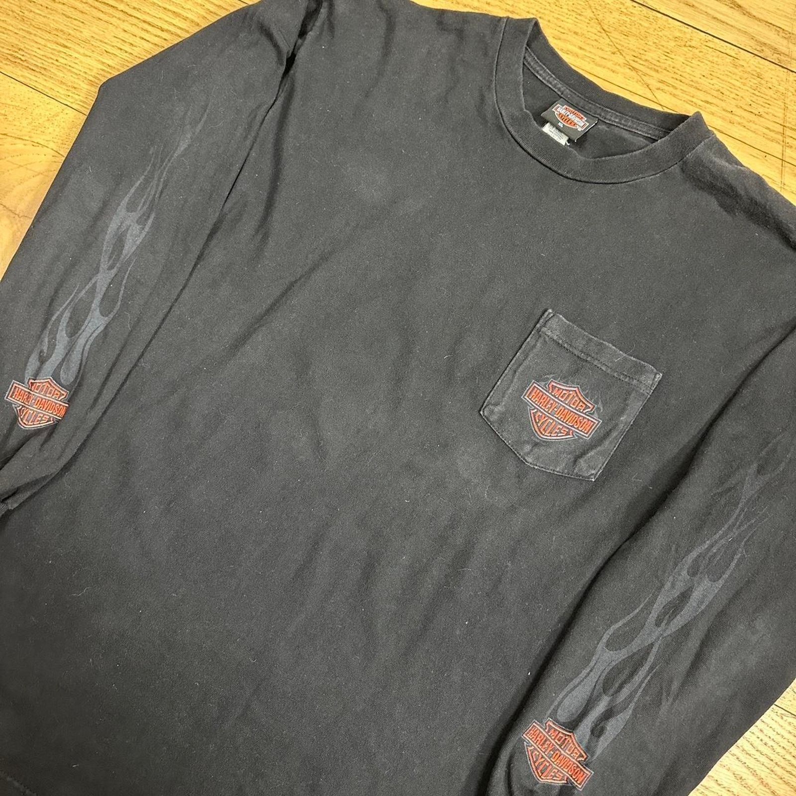 Harley Davidson × Vintage Vintage Harley Davidson Flame Sleeve T-shirt Size US XL / EU 56 / 4 - 3 Thumbnail