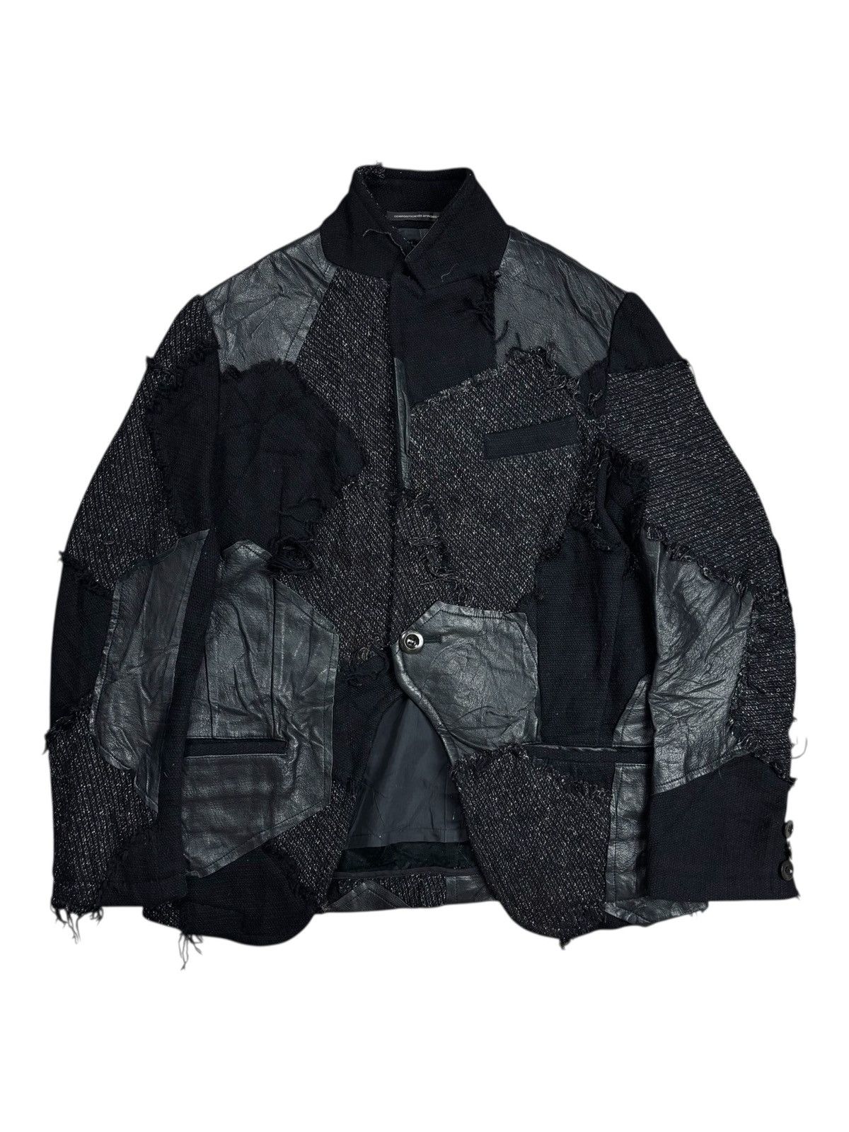 Yohji Yamamoto Archive Y'S - Patchwork Wool Leather Jacket Size US M / EU 48-50 / 2 - 7 Thumbnail