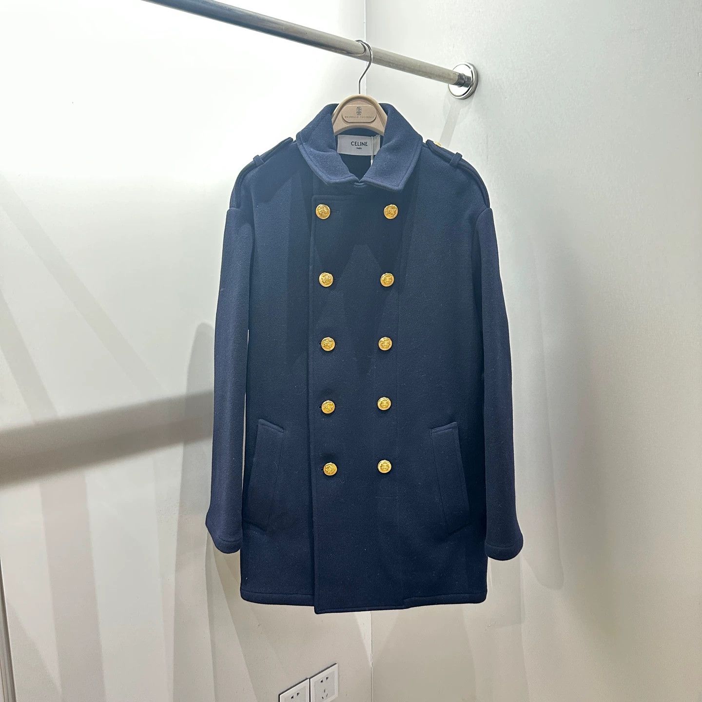 Celine Celine apr185 Wool Blue Double-Breasted Overcoat 36 Size XS / US 0-2 / IT 36-38 - 1 Thumbnail
