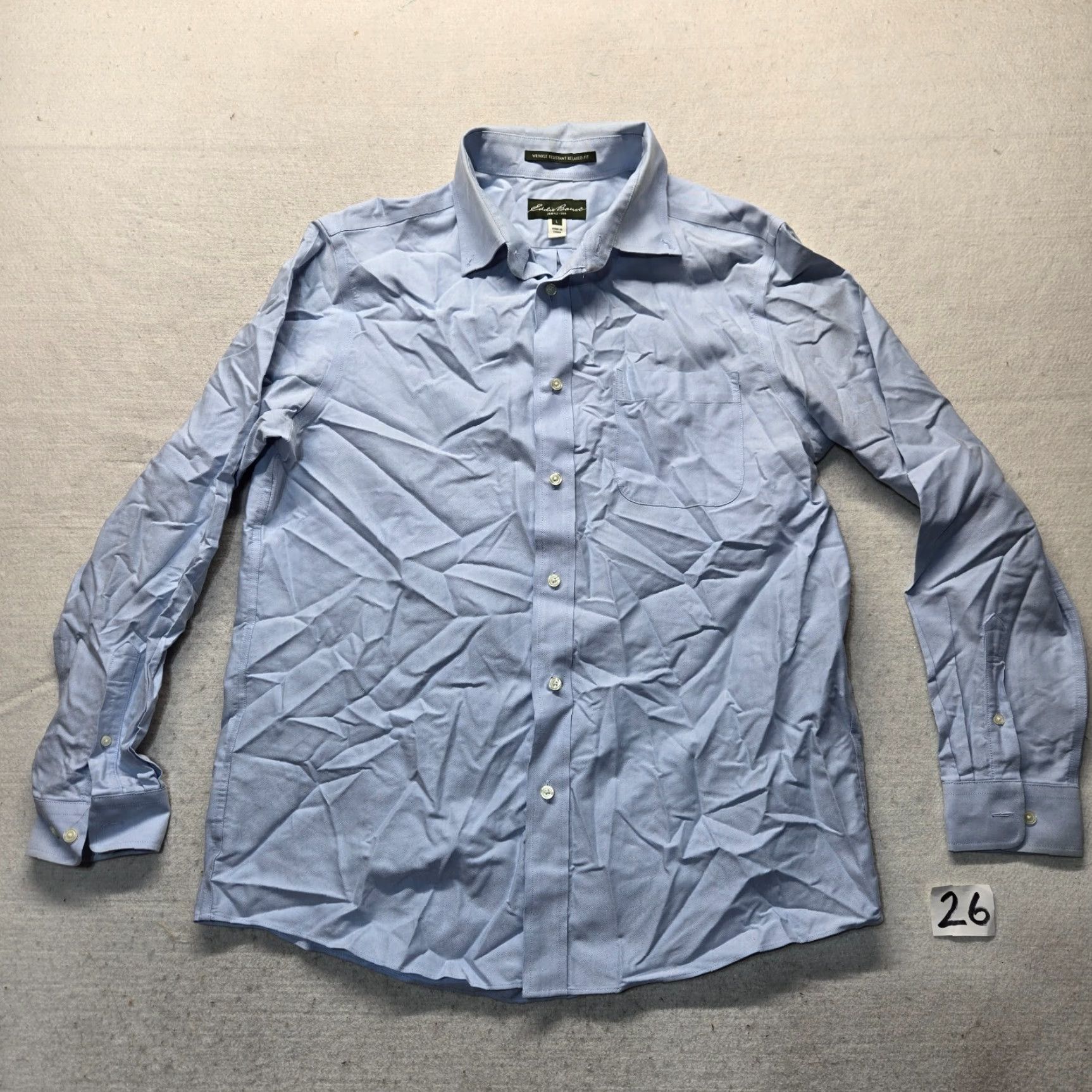 Eddie Bauer Eddie Bauer Dress Shirt Mens Large Blue Wrinkle Free Button Up Regular fit Solid Size 42R - 2 Thumbnail