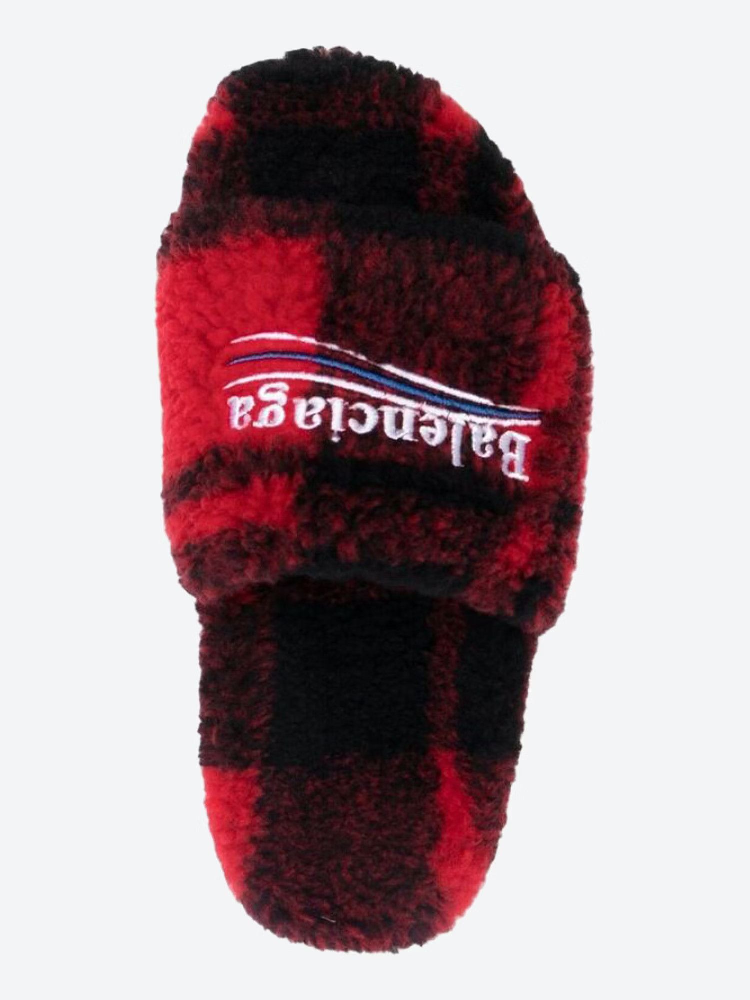 Balenciaga o1in1g1223 Furry Slipper Fake Fur in Red/Black Size US 8 / EU 41 - 2 Thumbnail