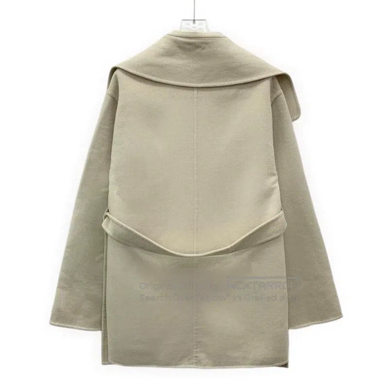 Hermes Hermes Oatmeal cashmere lapel single-breasted belted overc Size XXS / US 00 / IT 34 - 2 Thumbnail