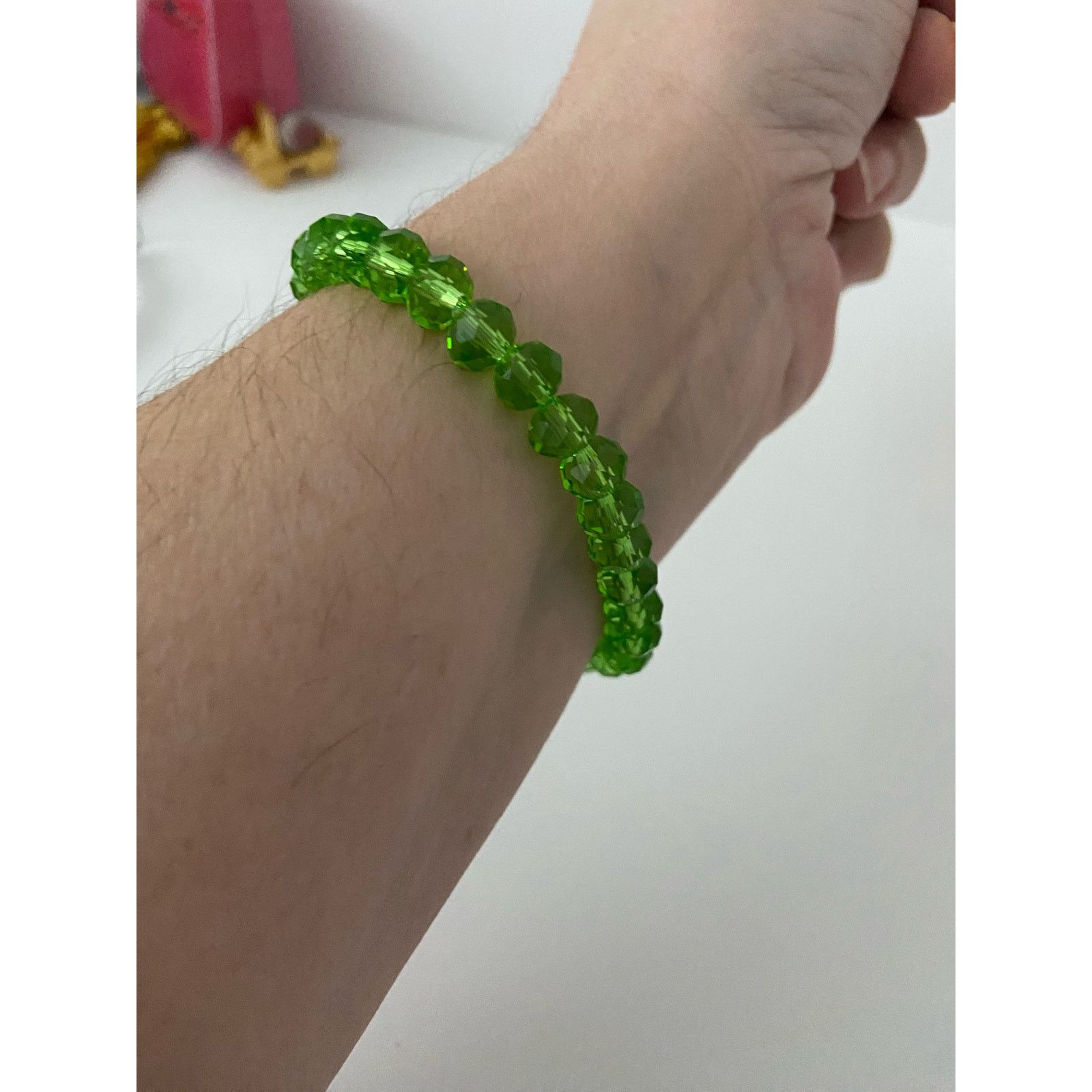 Handmade glass bead bracelet with daisy charm Size ONE SIZE - 2 Thumbnail