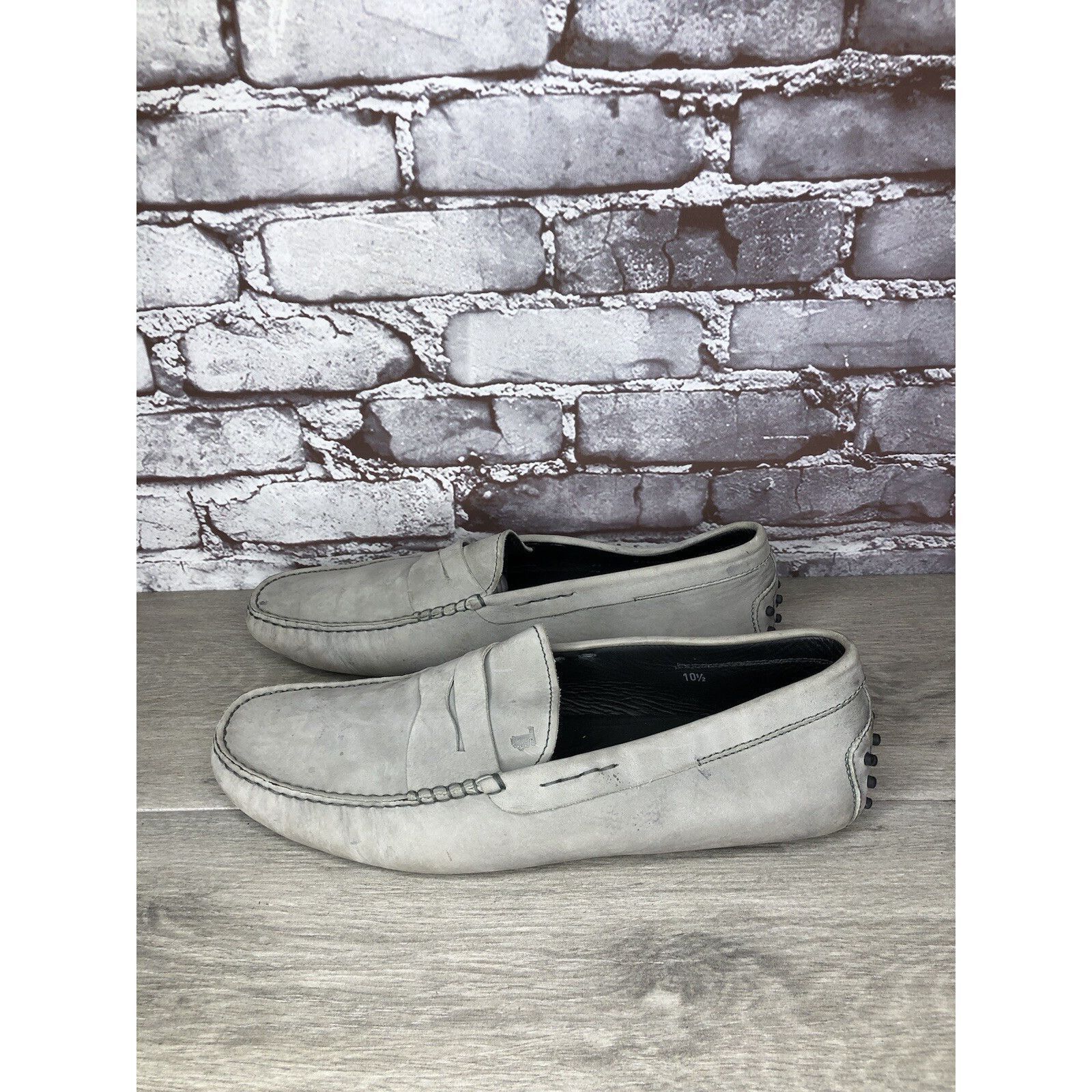 Tod's Tods Gray Suede Leather Penny Gommino Driving Loafers Shoes Size US 10.5 / EU 43-44 - 22 Thumbnail