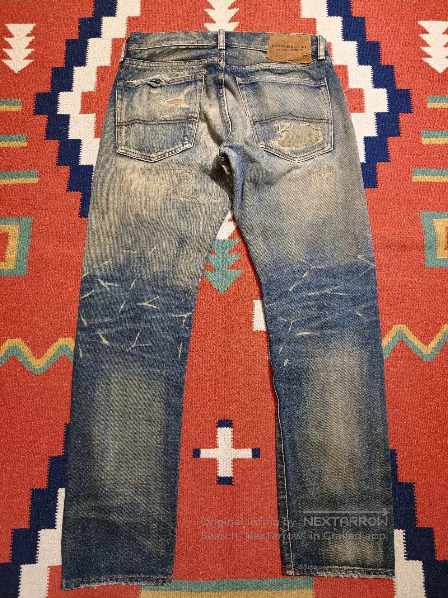RRL Ralph Lauren RL Ralph Lauren Heavy Distressed Patch Jeans. Size US 31 - 3 Thumbnail