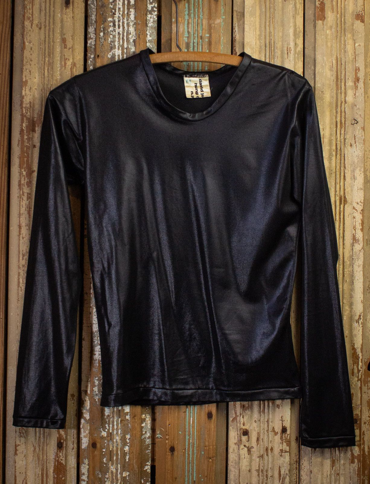 image of Vintage David Johnson's Satin Black Long Sleeve Shirt, Men's (Size Small)