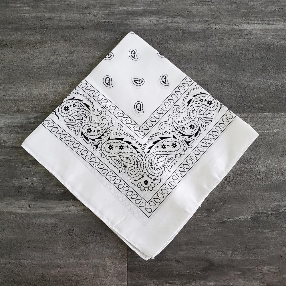Designer White Paisley Printed Classic Bandana Size ONE SIZE - 1 Preview