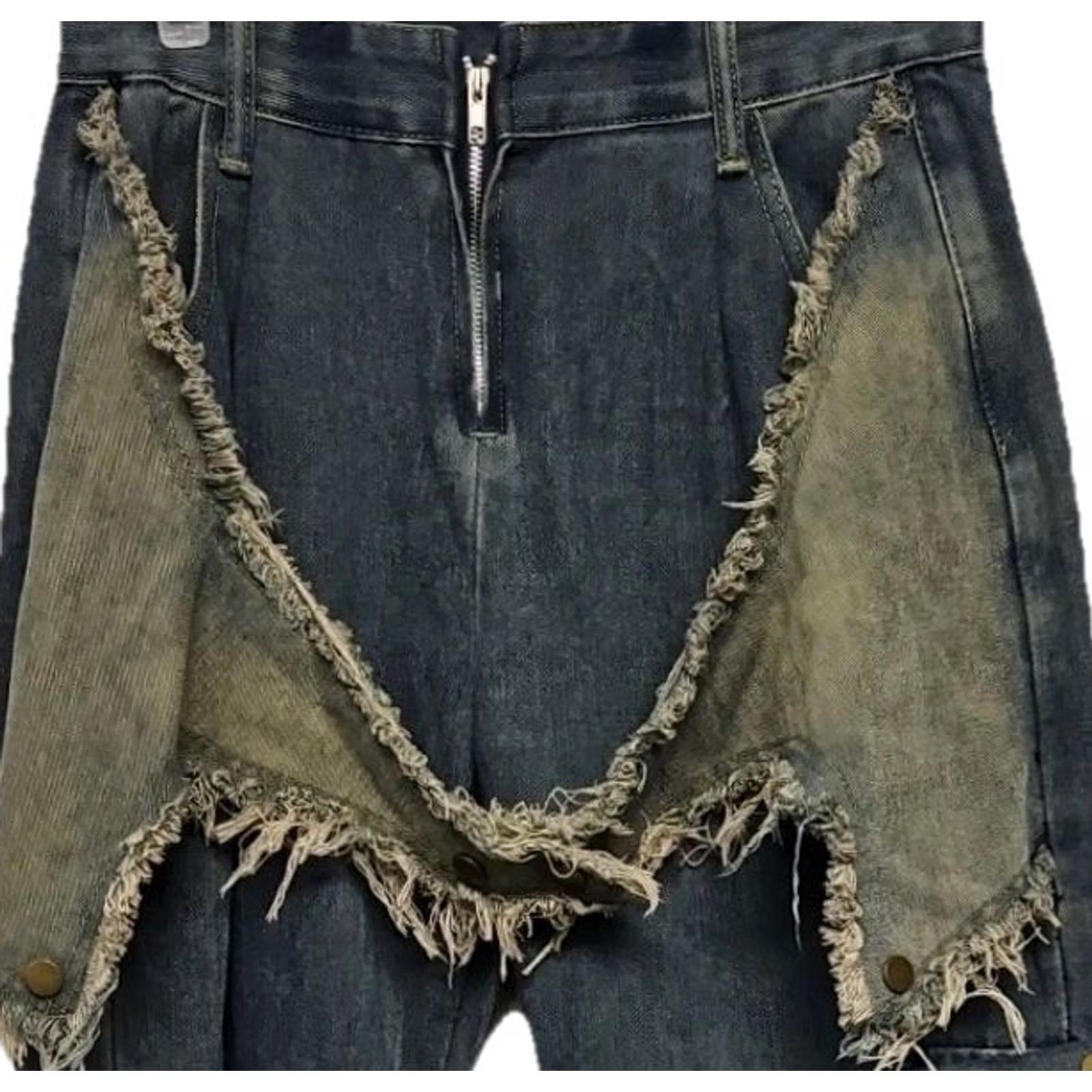 Vintage Aelfric Eden Baggy Cargo Jeans Raw Hem Patchwork Star Size S Blue Distressed Mens Size US 29 - 2 Thumbnail