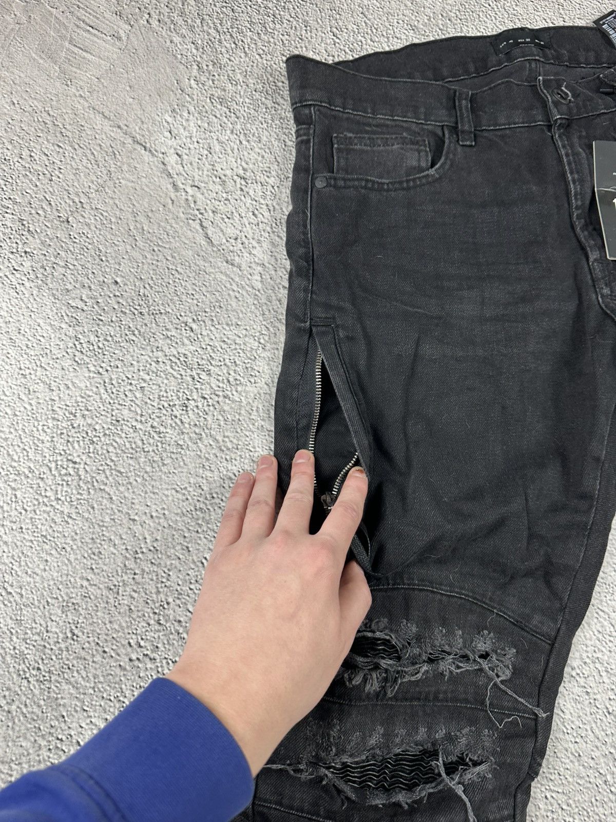 Japanese Brand Denim Slim Fit Jeans Balmain Style Hype Y2K Drill Style Size US 32 / EU 48 - 6 Thumbnail