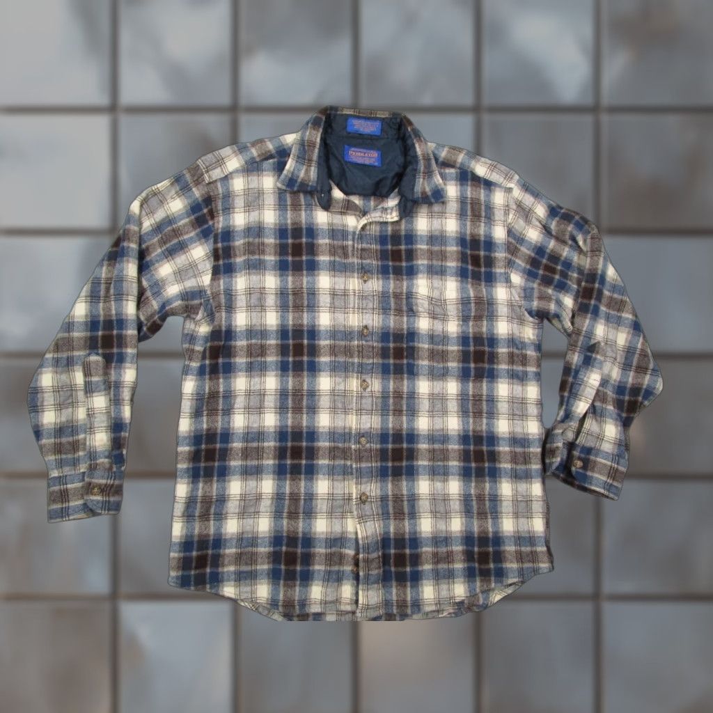 Pendleton VINTAGE Pendleton Men's Shirt Long Sleeve Button Up Wool Plaid Casual Workwear 90s Blue Large Size US L / EU 52-54 / 3 - 1 Thumbnail