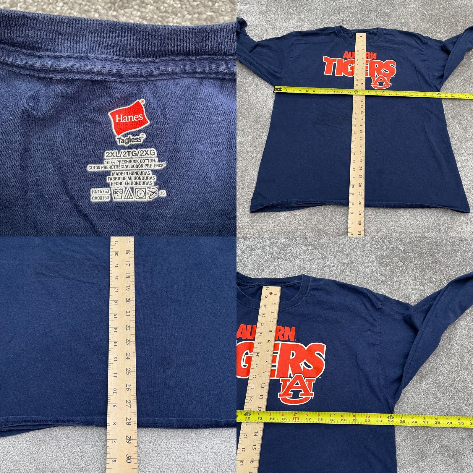 Hanes VINTAGE Hanes TAGLESS Long Sleeve Shirt Men 2XL Navy Blue Crew Neck Logo Auburn University Shirts Mens 2XL Blue Size US XXL / EU 58 / 5 - 8 Thumbnail