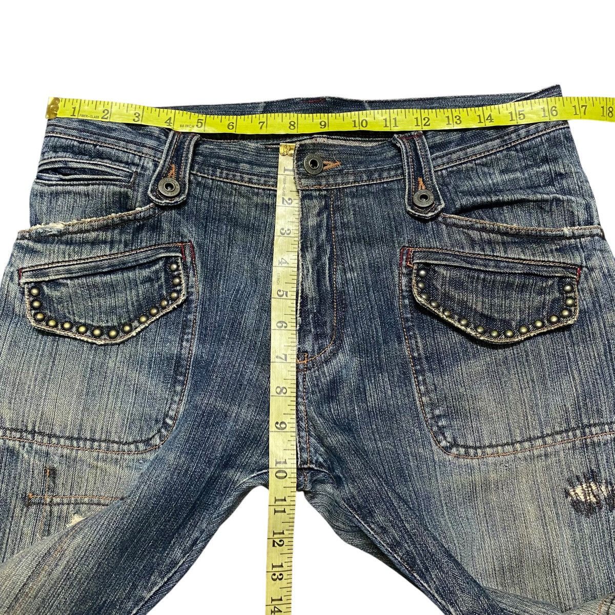 Japanese Brand Difference Rupert Denim Flare Jeans Multi Pocket Studded Size US 33 - 17 Thumbnail