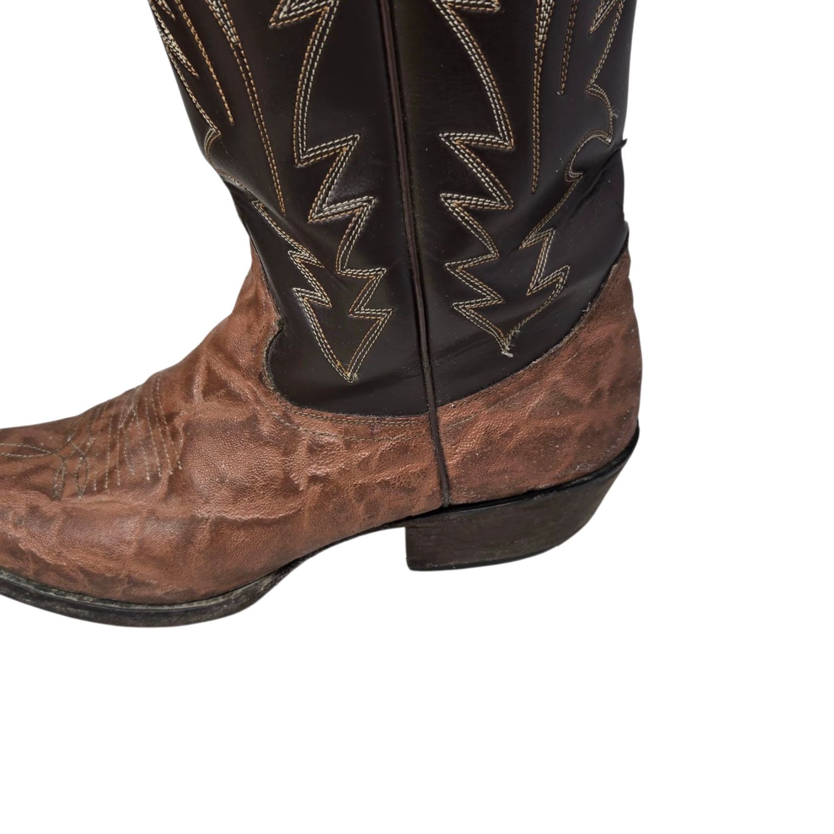 Justin Boots VINTAGE Justin Boots Boot Western Cowboy Leather D Brown Size 9 Men Shoes - read flaws readouts Size US 9 / EU 42 - 3 Thumbnail