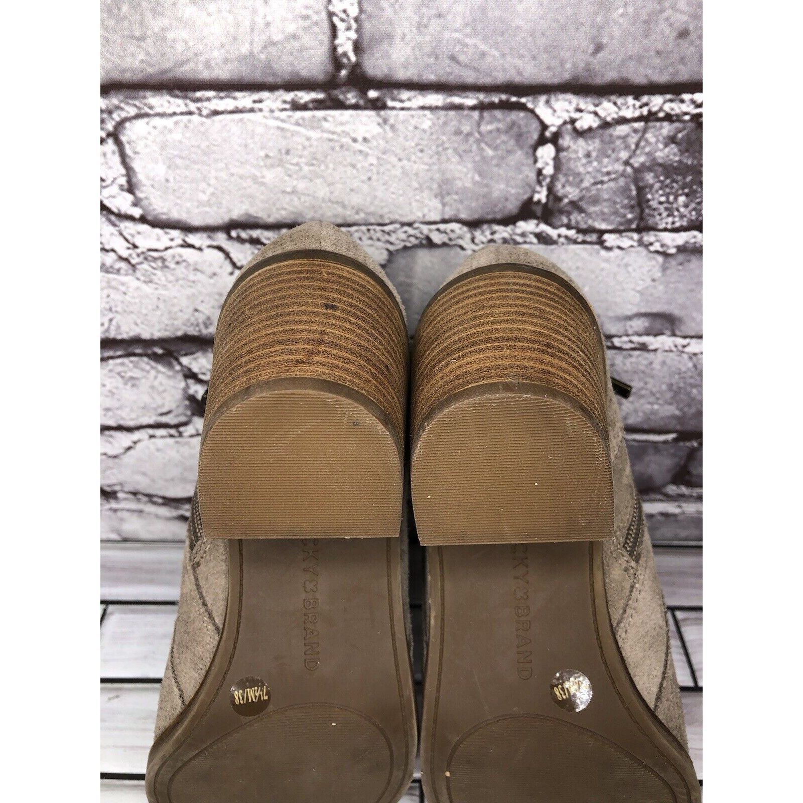 Lucky Brand Lucky Brand Ponic Taupe Tan Suede Cutout Block Heel Booties Size US 7.5 / IT 37.5 - 7 Thumbnail