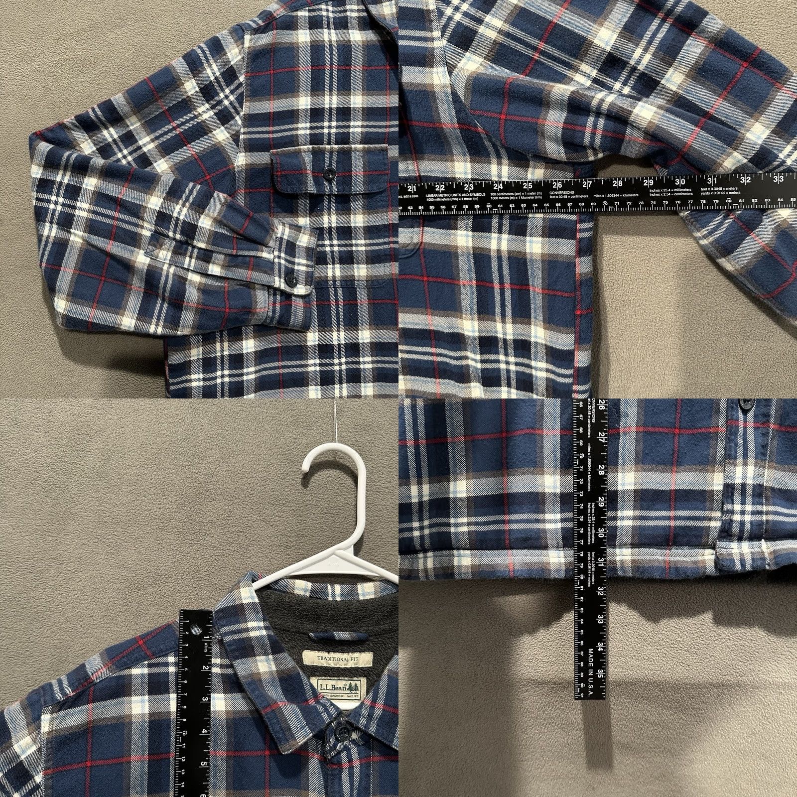 Vintage LL Bean Shirt Mens XL Blue Plaid Traditional Fit Fleece Lined Shacket Pockets Size US XL / EU 56 / 4 - 8 Thumbnail
