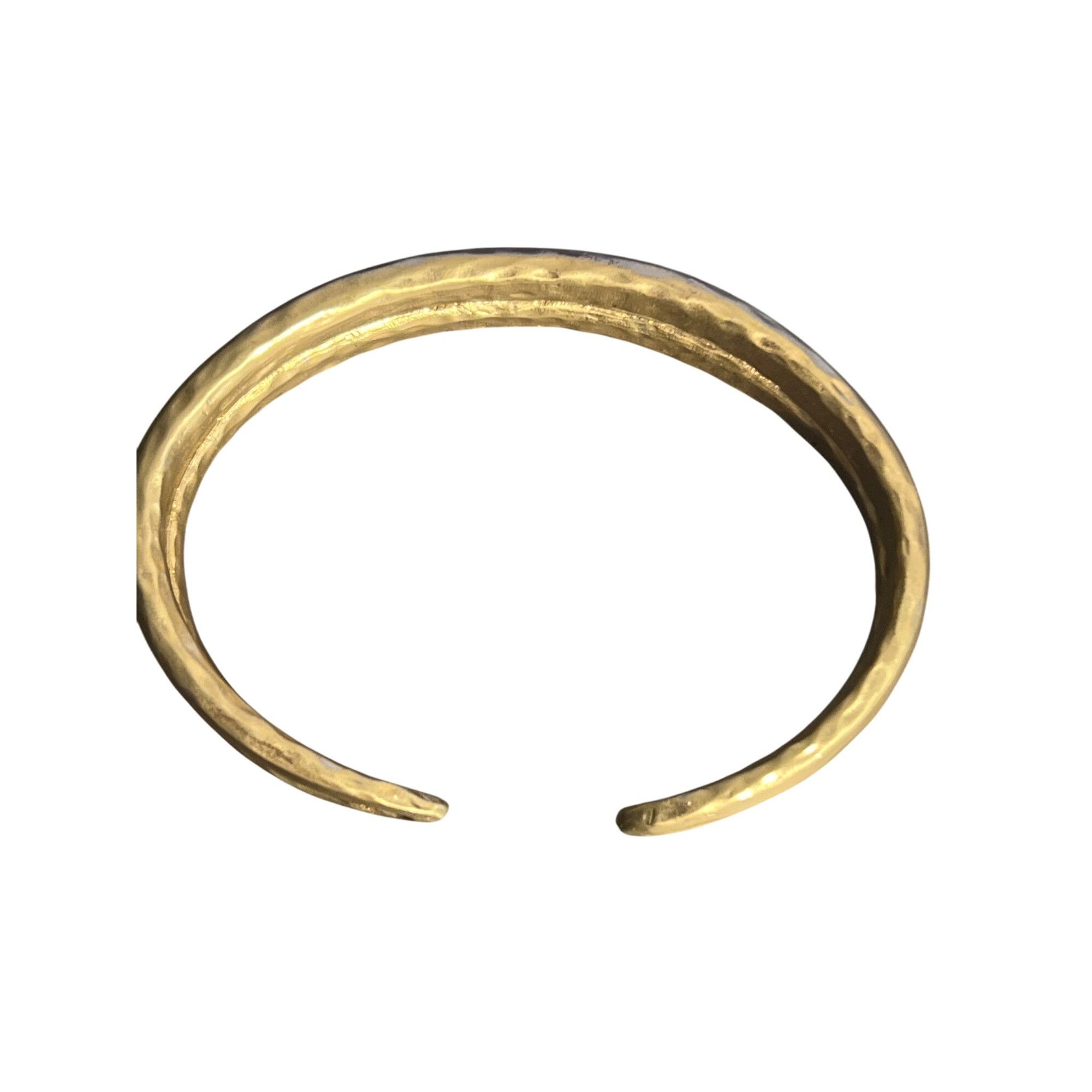 Other Matte Gold Tone Hammered Double Cuff Bracelet Layered 1/2" W Size ONE SIZE - 4 Thumbnail